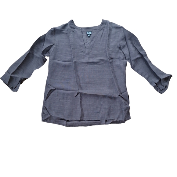 Eileen Fisher Linen Blend V-Neck Quarter Sleeve Top M - Picture 1 of 6
